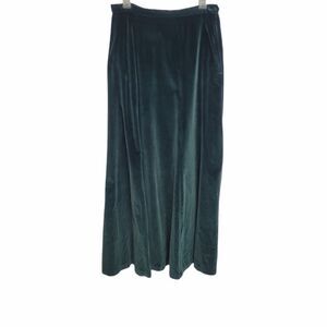 VINTAGE‎ 70s green velvet velour B Altman Co maxi circle skirt L